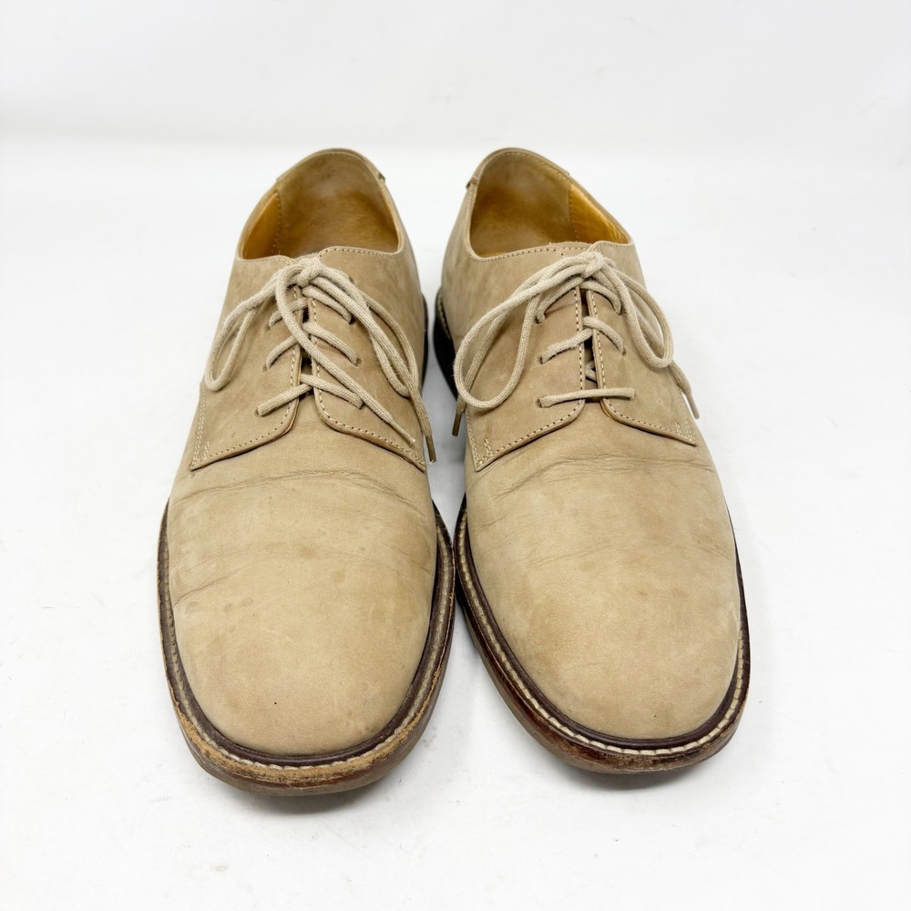 Johnston & Murphy Tan Nubuck Leather Plain Toe Derby Shoes Mens Size 9M Preppy - Picture 5 of 13